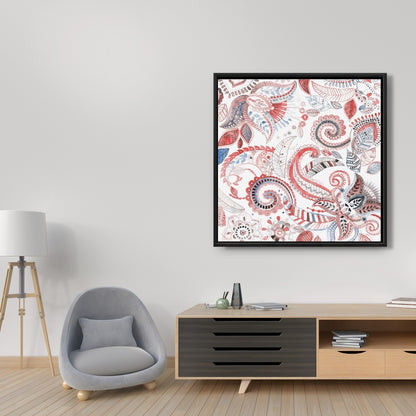 Paisley Pattern Framed Canvas | Home Decor Illustrative Art