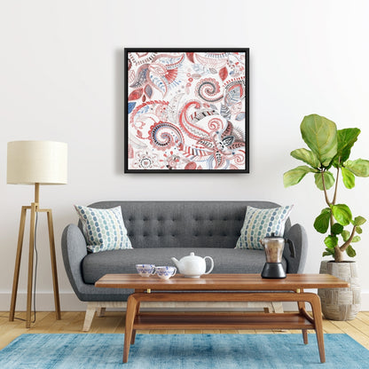 Paisley Pattern Framed Canvas | Home Decor Illustrative Art
