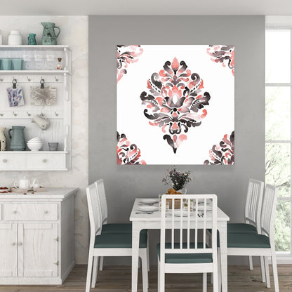 Coral Baroque Ornament Canvas | Home Decor Coral Patterns