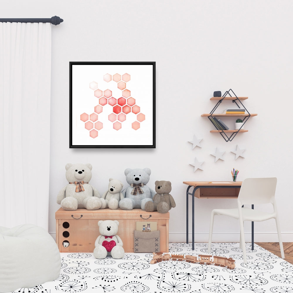 Red Framed Canvas - Multiple Alveoles | Shapes Livingroom Decor