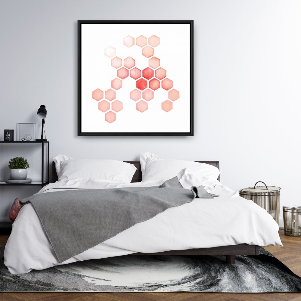 Red Framed Canvas - Multiple Alveoles | Shapes Livingroom Decor