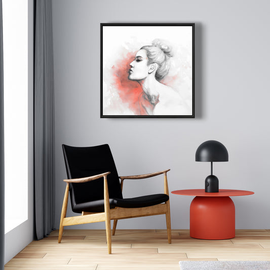 Toile encadrée corail délibération – Décoration de chambre illustrative