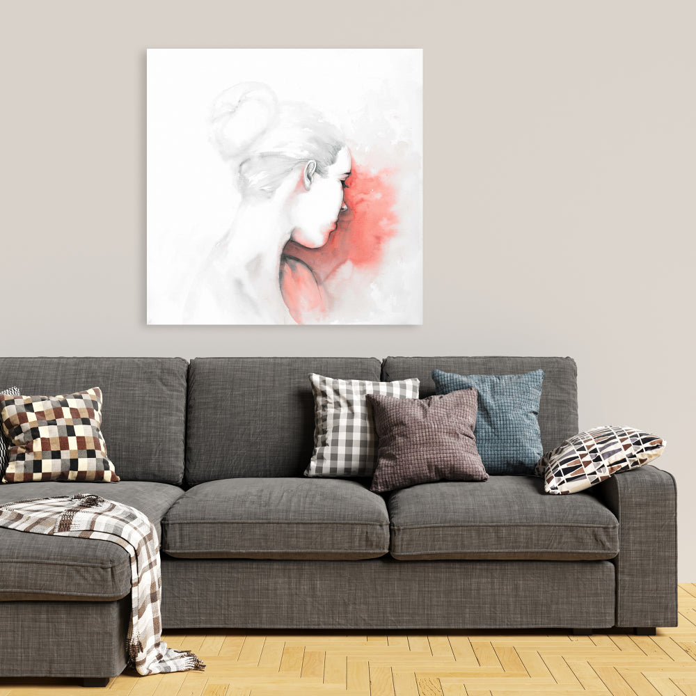 Pastel Woman Canvas Art - Figurative Illustration for Home Decor