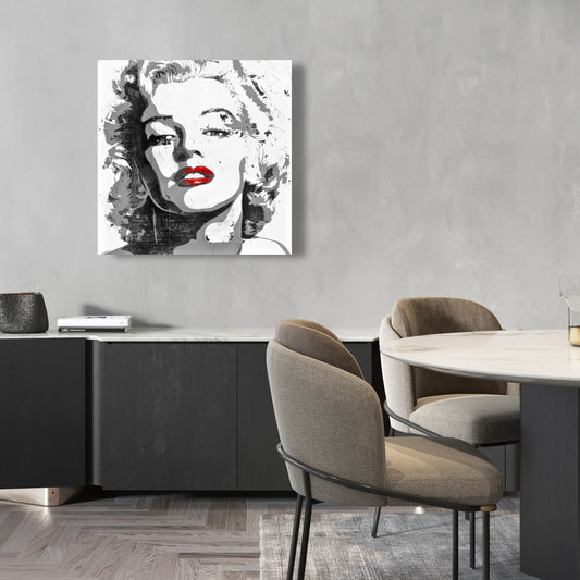 Marilyn Monroe, femme figurative sur toile grise | Décoration d'intérieur