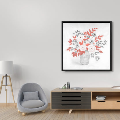 Toile encadrée avec illustration florale | Décoration d'intérieur contemporaine