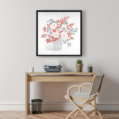 Toile encadrée avec illustration florale | Décoration d'intérieur contemporaine