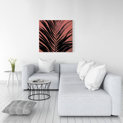 Coral Tropical Palm Leaf Canvas - Minimalist Home Decor