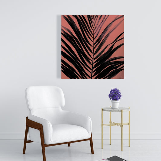 Coral Tropical Palm Leaf Canvas - Minimalist Home Decor