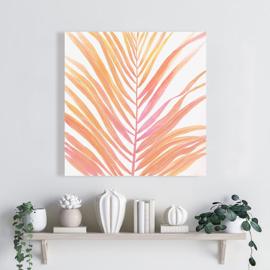 Glam Palm Leaf Exotic Flowers Canvas - Home Decor Wall Art