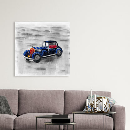 Vintage Blue Toy Car Canvas | Home Decor | Transportation Art
