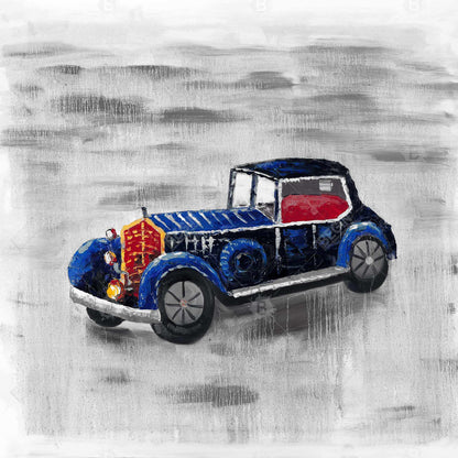 Vintage Blue Toy Car Canvas | Home Decor | Transportation Art