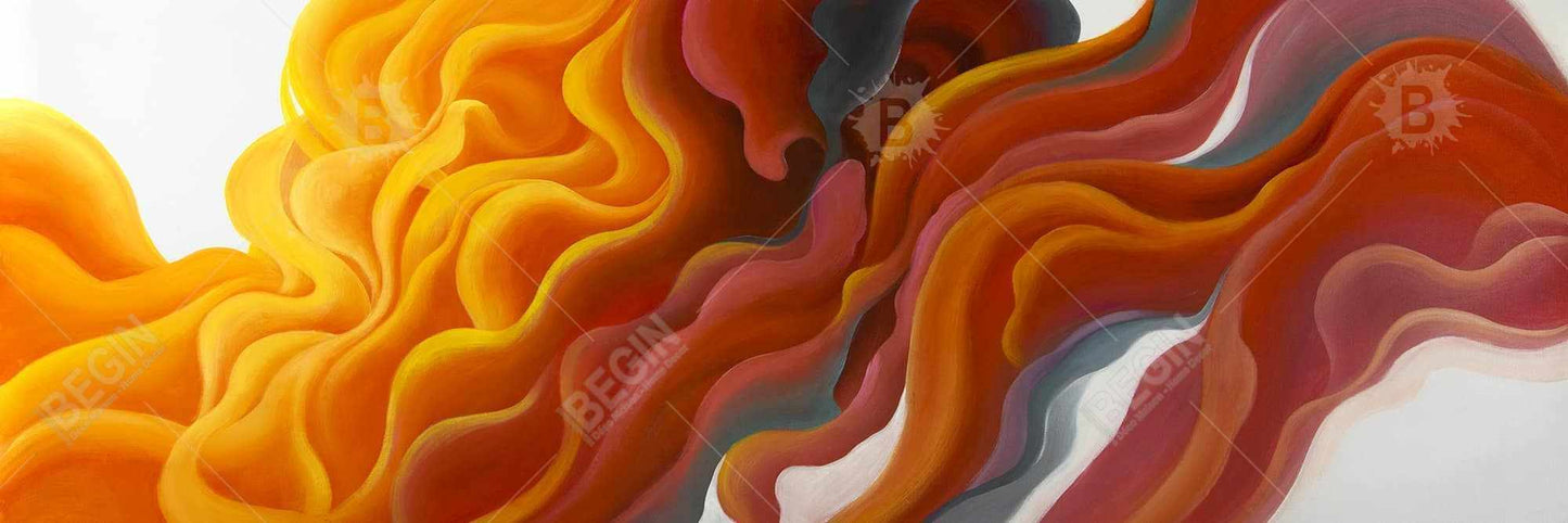Toile abstraite colorée orange fumée pour salon - Décoration d'intérieur