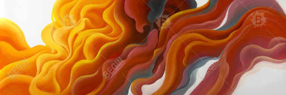 Toile abstraite colorée orange fumée pour salon - Décoration d'intérieur