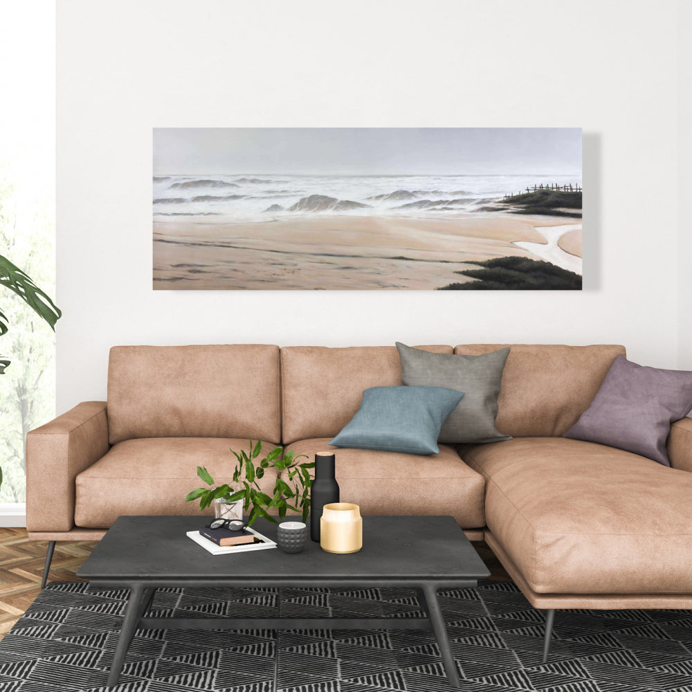Cloudy at the Beach | Sea Beige Marine Canvas Home Decor