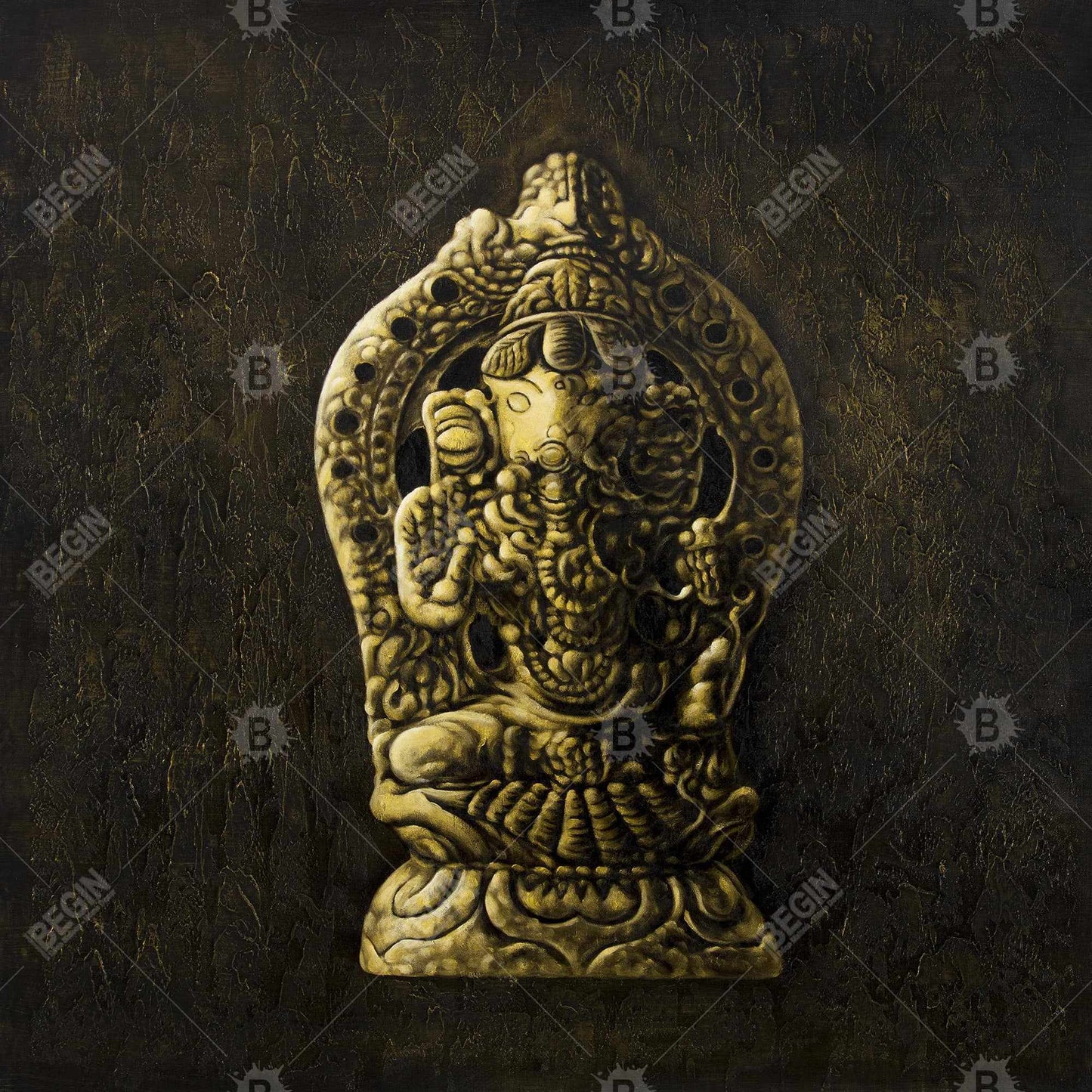 Lord Ganesha Canvas - Elephant Living Room Black Frame Decor