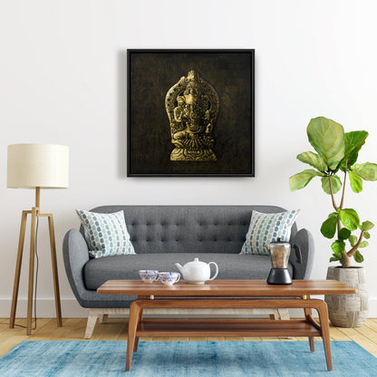 Lord Ganesha Canvas - Elephant Living Room Black Frame Decor