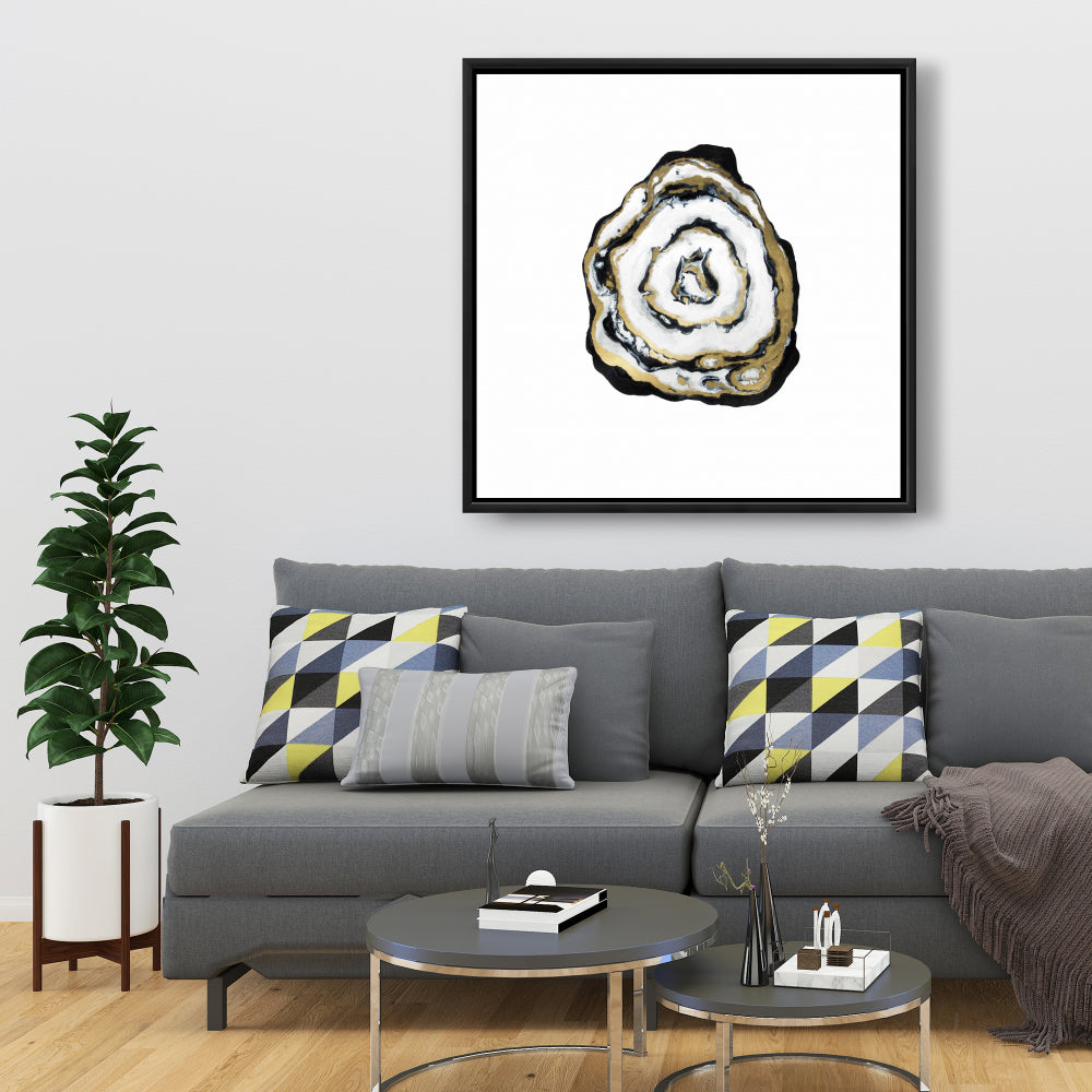 Toile en agate dorée - Cadre noir | Décoration murale de chambre