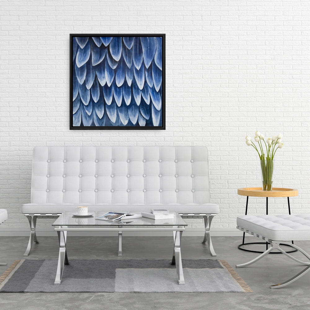 Plumage Blue Animals Feathers Framed Canvas | Home Decor