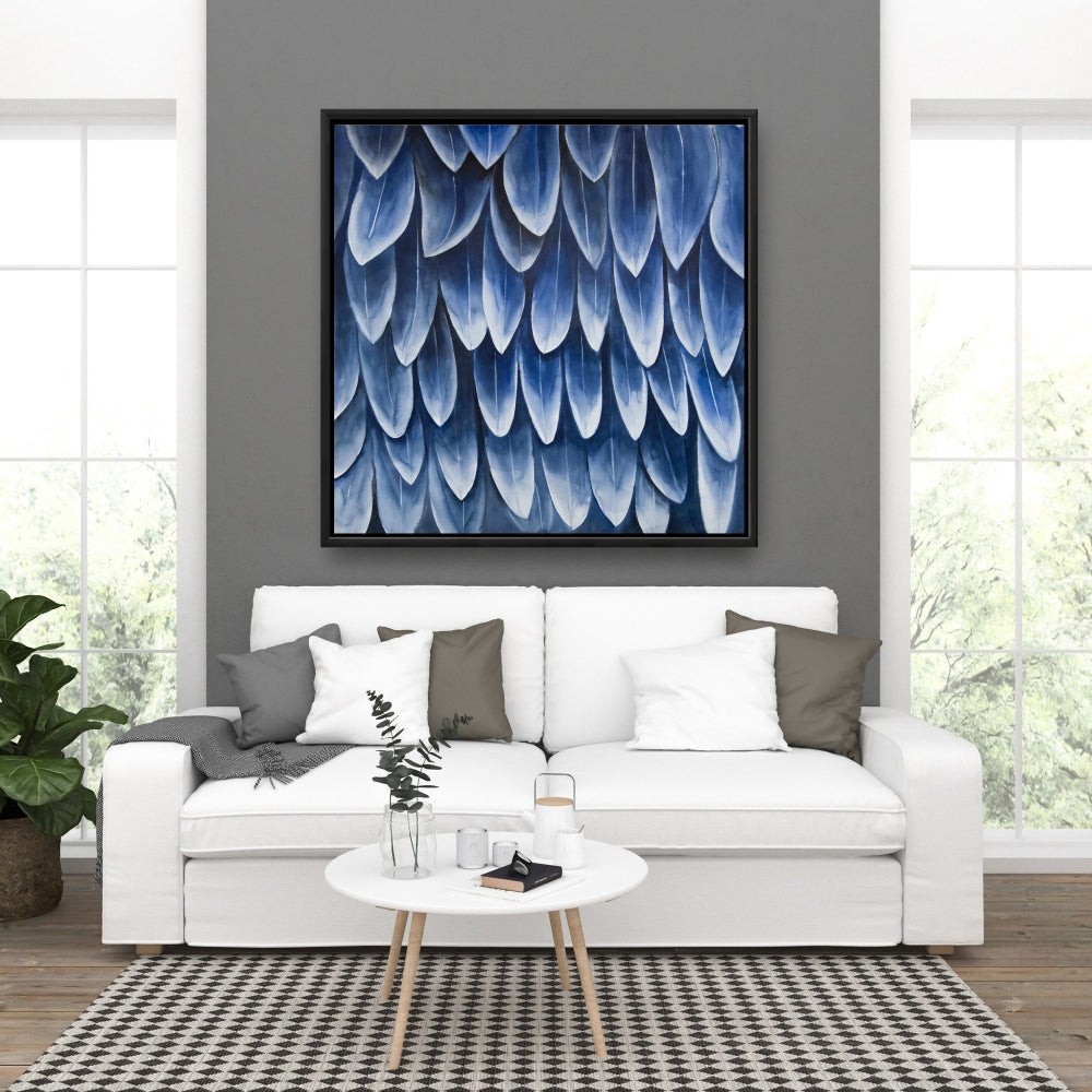 Plumage Blue Animals Feathers Framed Canvas | Home Decor