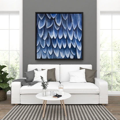 Plumage Blue Animals Feathers Framed Canvas | Home Decor