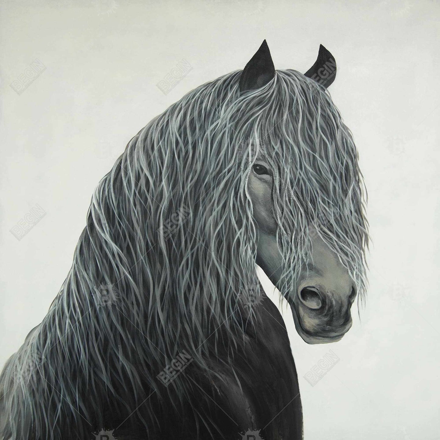 Wild Heart Horse Rustic Black Canvas | Bedroom Home Decor