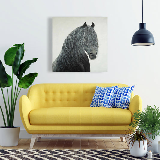 Wild Heart Horse Rustic Black Canvas | Bedroom Home Decor