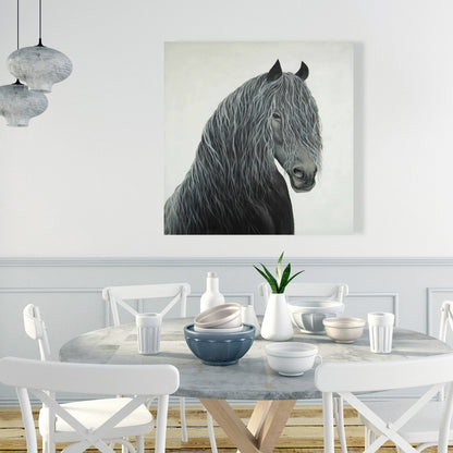 Wild Heart Horse Rustic Black Canvas | Bedroom Home Decor