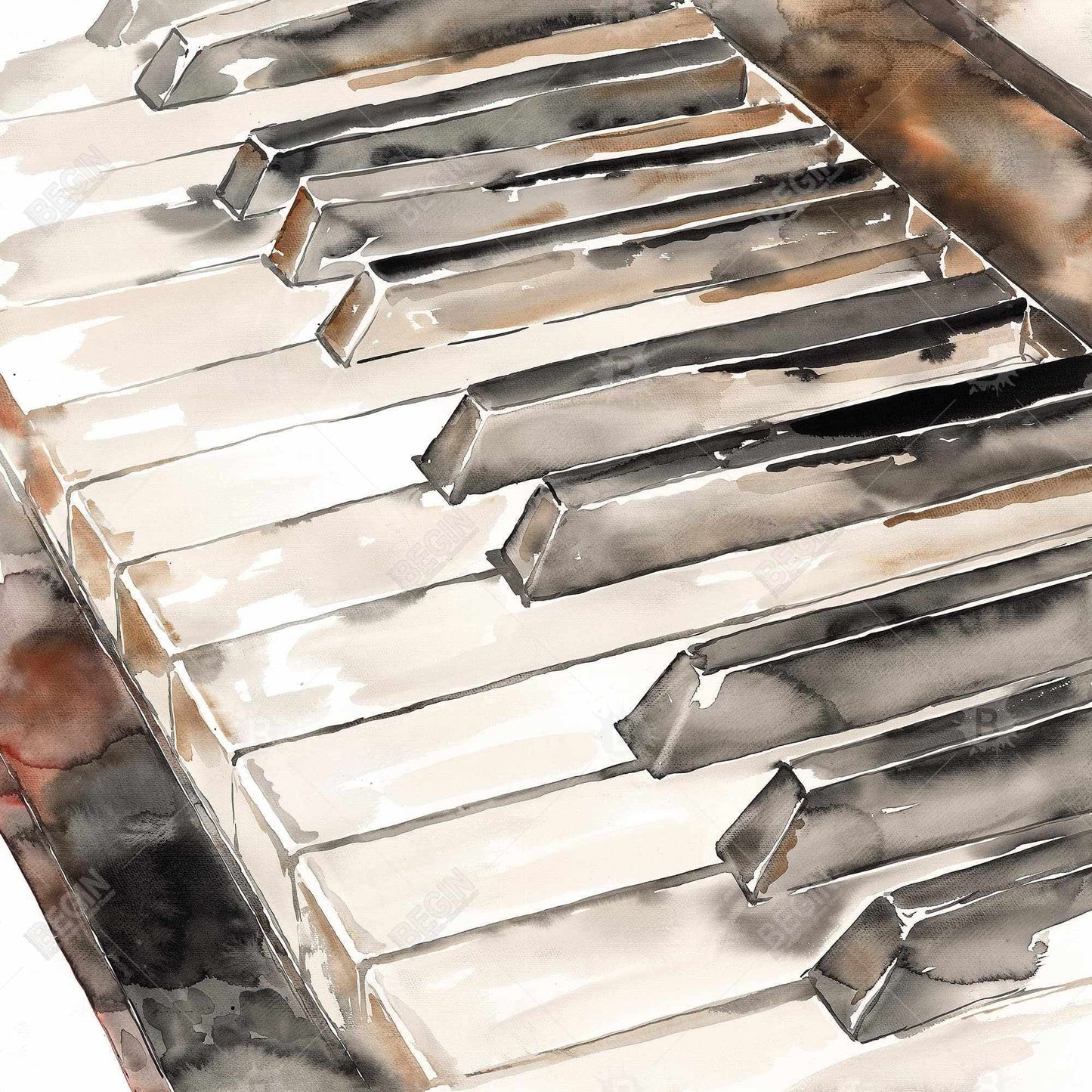 Toile de piano rustique marron | Décoration d'intérieur encadrée musicale