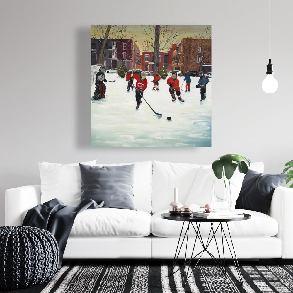 Toile Jeunes joueurs de hockey – Décoration de chambre sportive