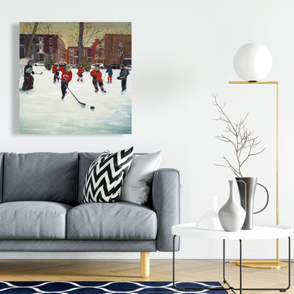 Toile Jeunes joueurs de hockey – Décoration de chambre sportive