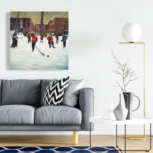 Young Hockey Players Canvas - Sports Bedroom Decor