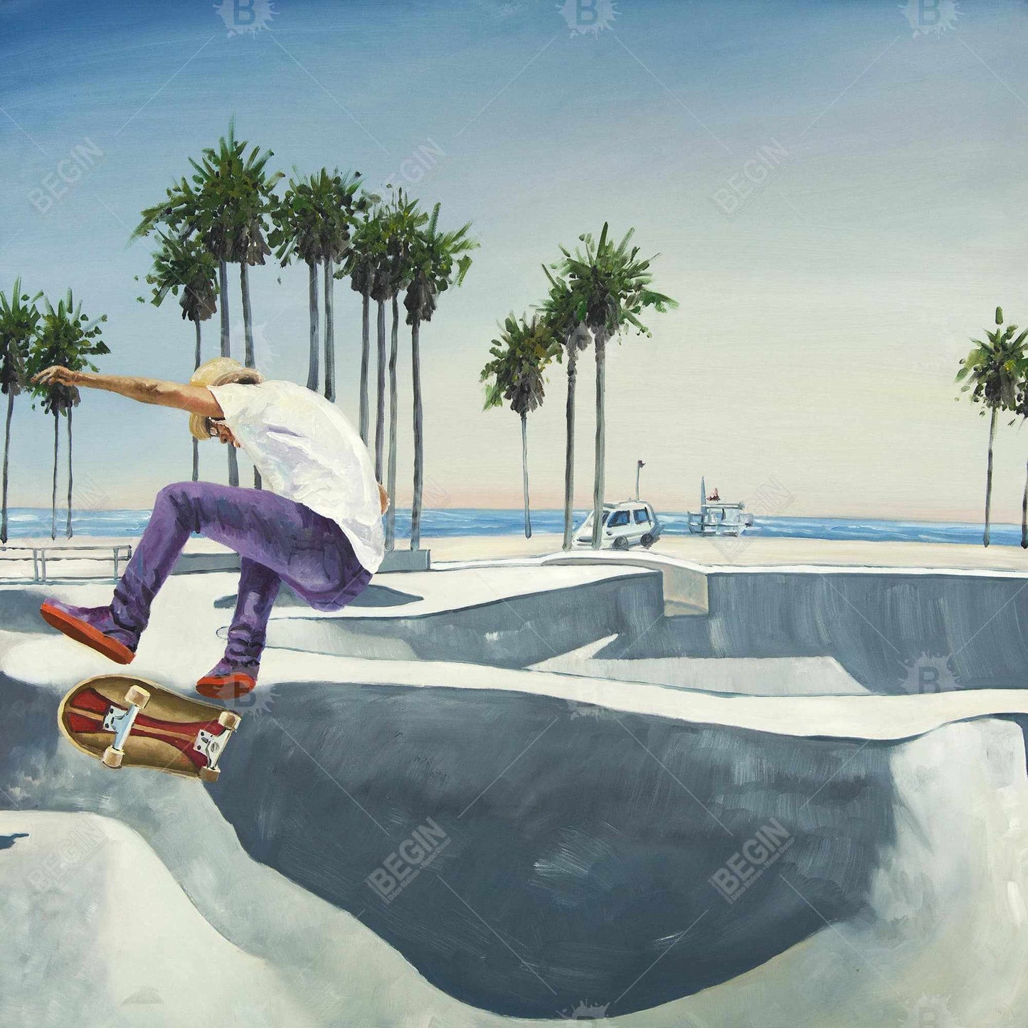 Hyperrealist Blue Botanical Canvas | Skate Park California Decor