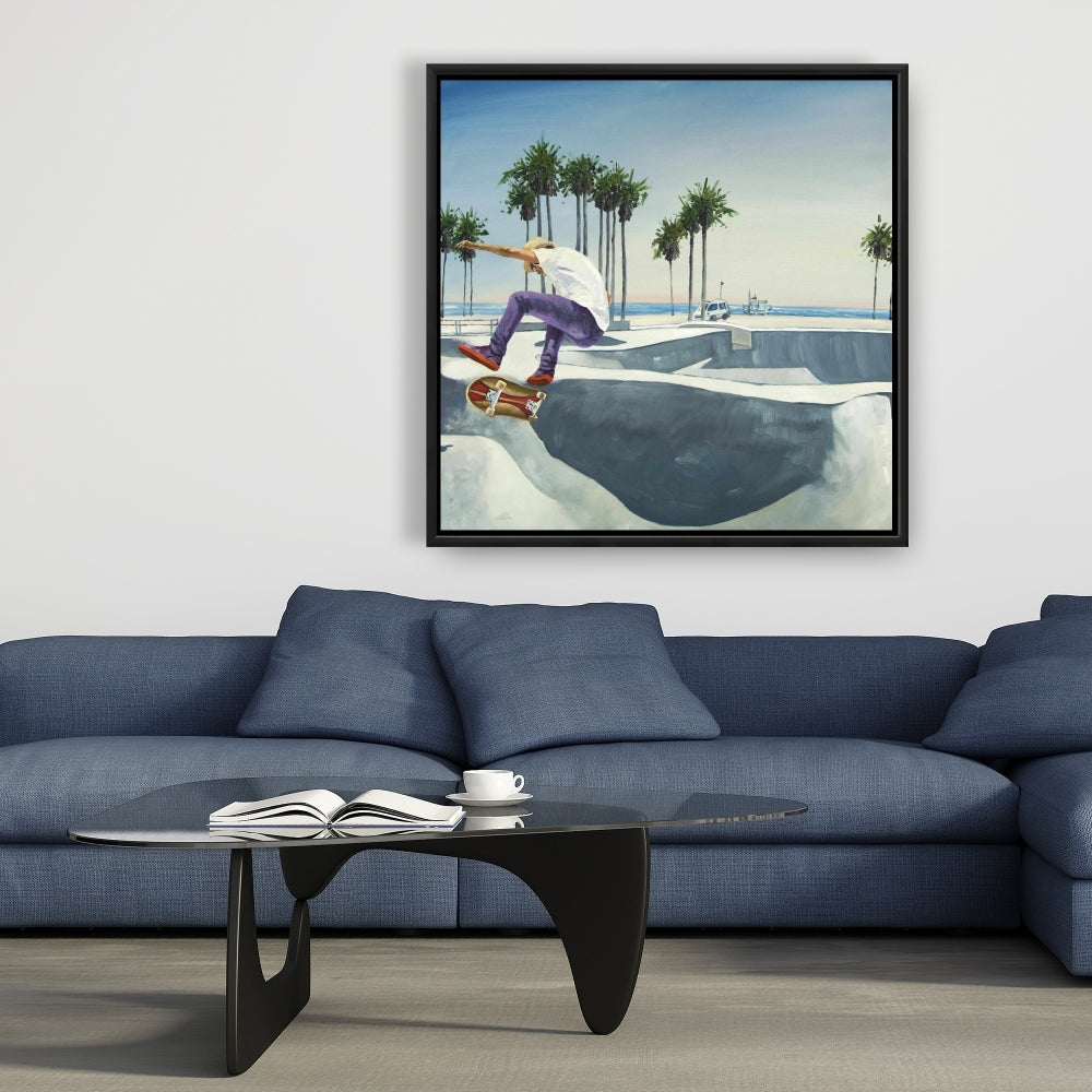 Hyperrealist Blue Botanical Canvas | Skate Park California Decor