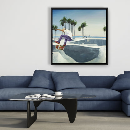 Hyperrealist Blue Botanical Canvas | Skate Park California Decor