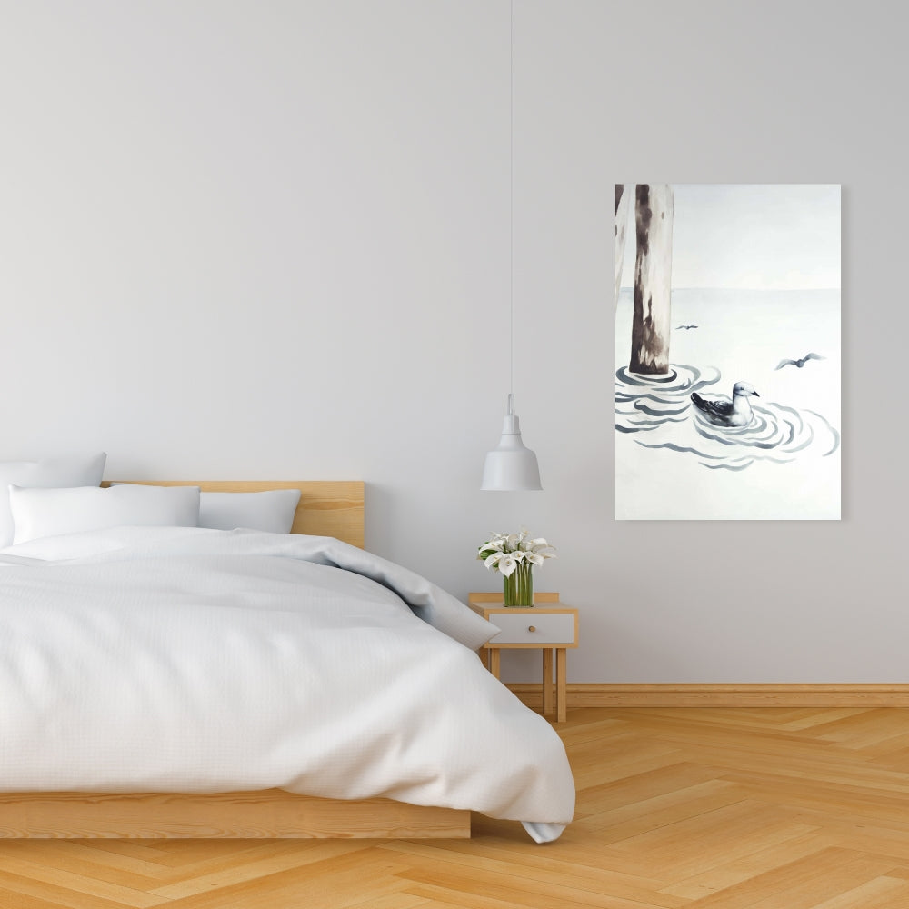 Seagull Canvas - Marine Blue Bathroom Decor | Home Art