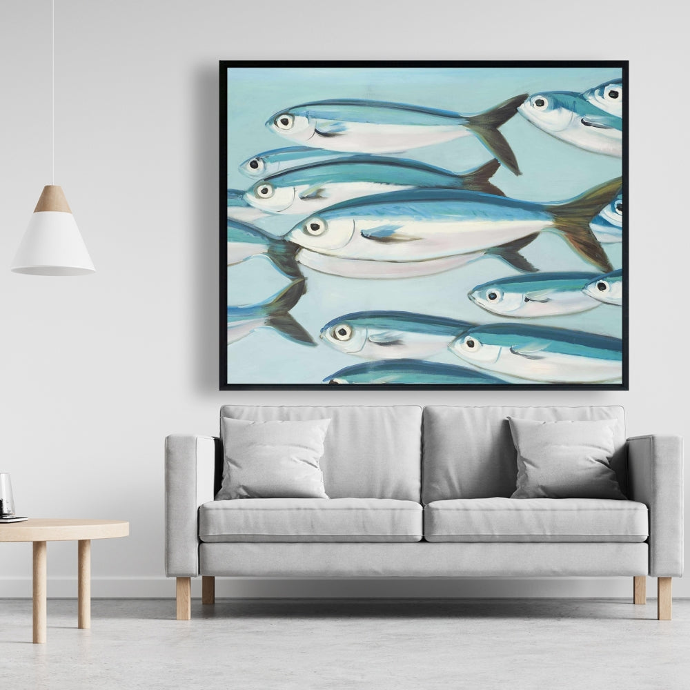 Toile Bleu Marine - Décor Petits Poissons Caesio Caerulaurea