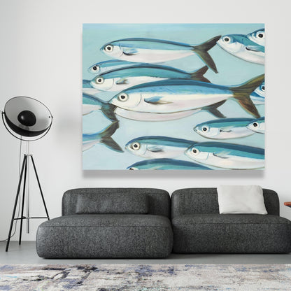 Small Fish of Caesio Caerulaurea Blue Canvas - Home Decor