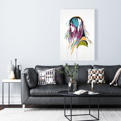 Graffiti Street Art Woman Pink Canvas | Bedroom Wall Decor