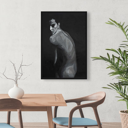 Toile de chambre dénudée – Décoration artistique encadrée représentant une femme figurative