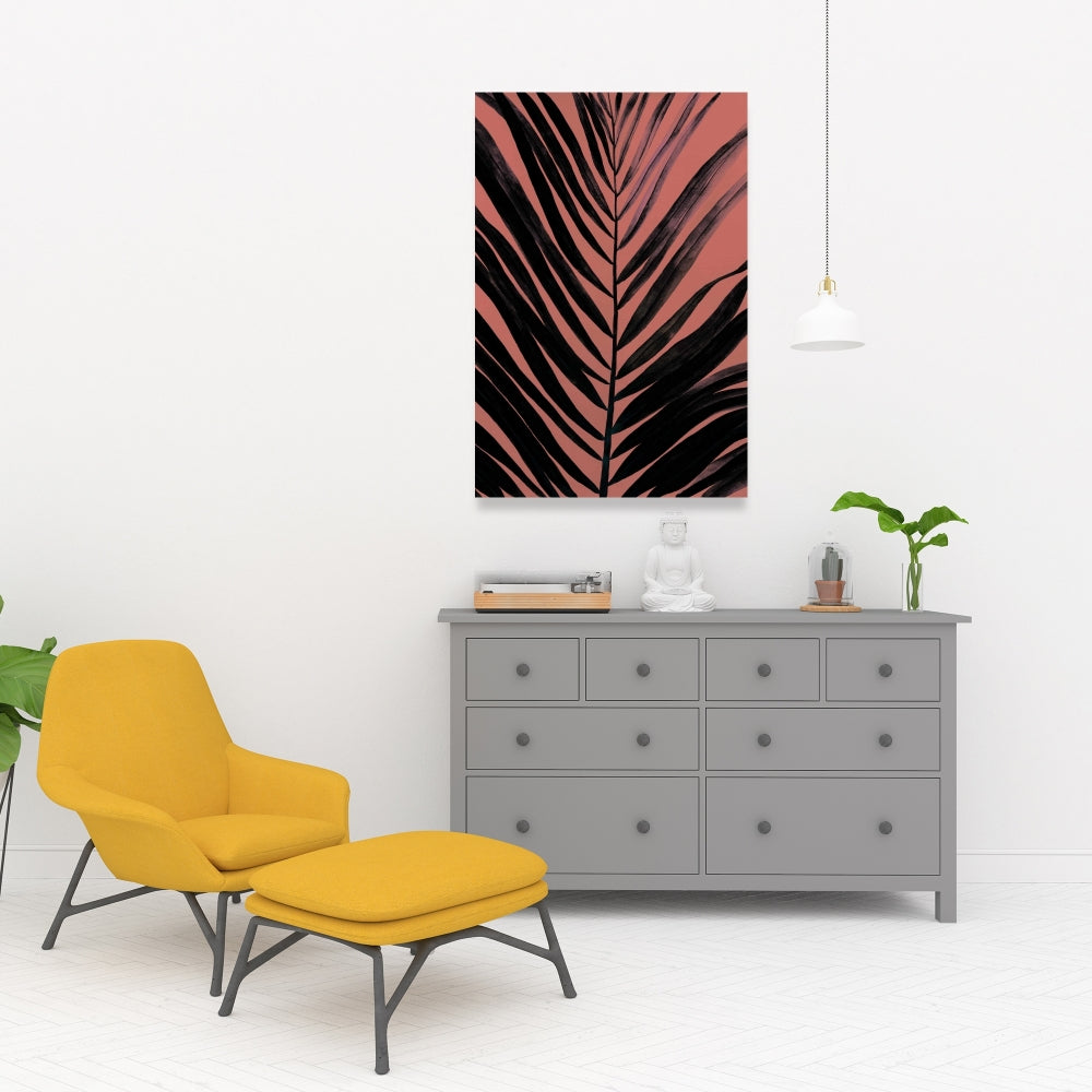 Coral Tropical Palm Leaf Canvas - Minimalist Home Decor