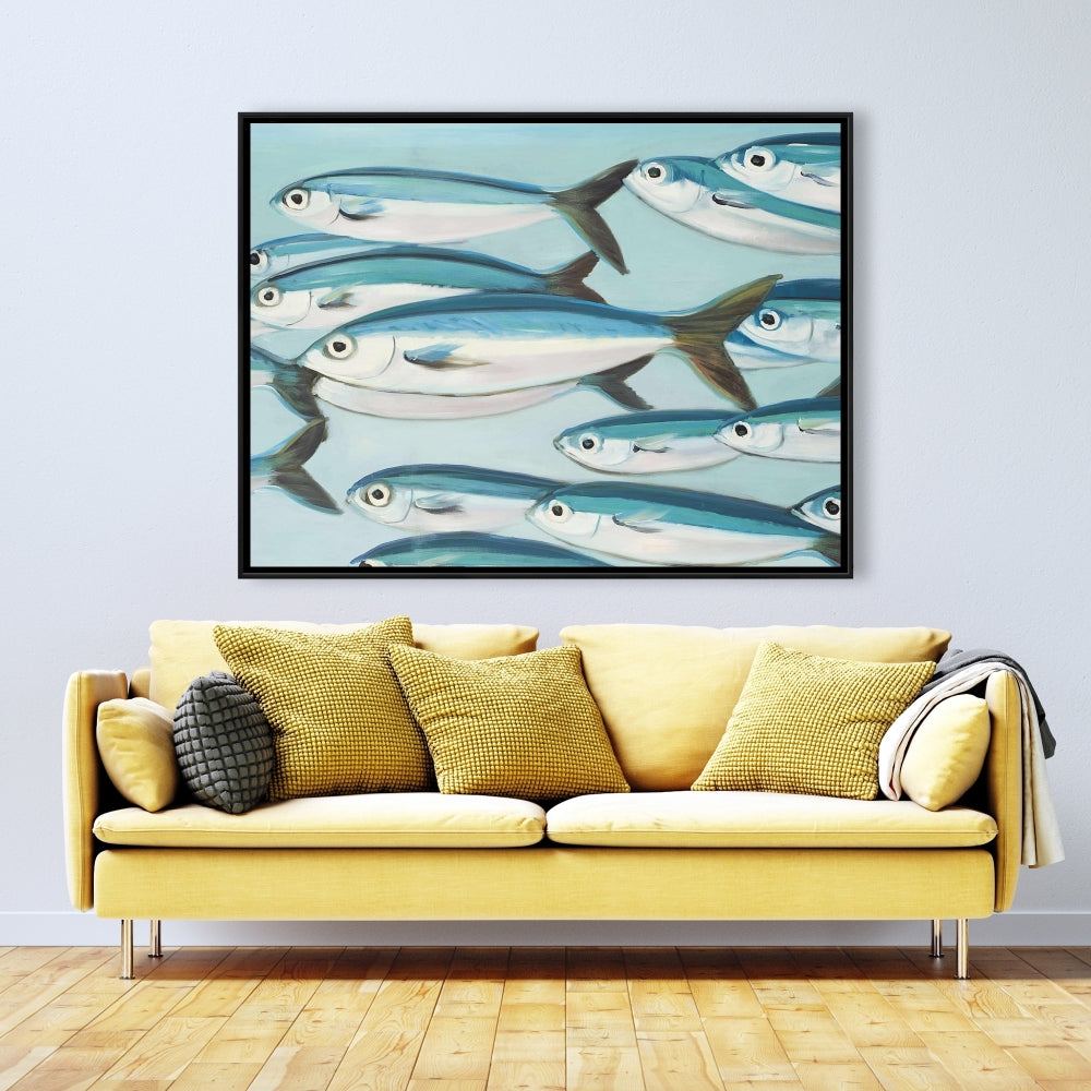 Toile Bleu Marine - Décor Petits Poissons Caesio Caerulaurea