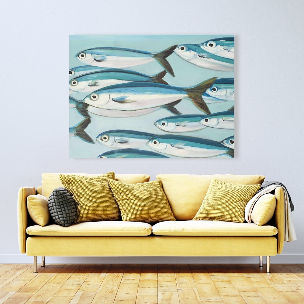 Small Fish of Caesio Caerulaurea Blue Canvas - Home Decor