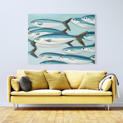 Small Fish of Caesio Caerulaurea Blue Canvas - Home Decor