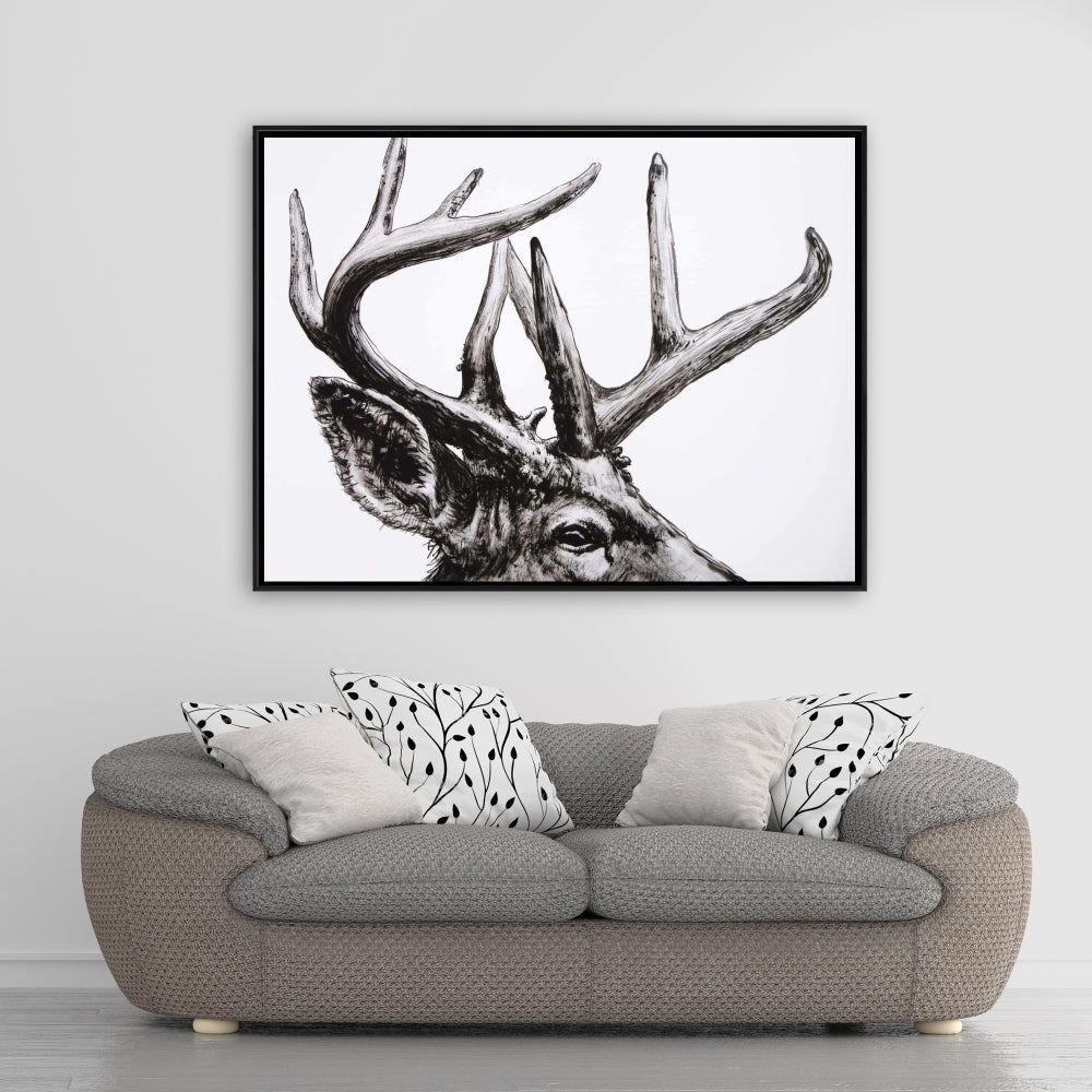 Roe Deer Plume Canvas | Rustic Bedroom Animals Wall Art Decor