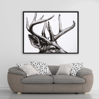 Roe Deer Plume Canvas | Rustic Bedroom Animals Wall Art Decor