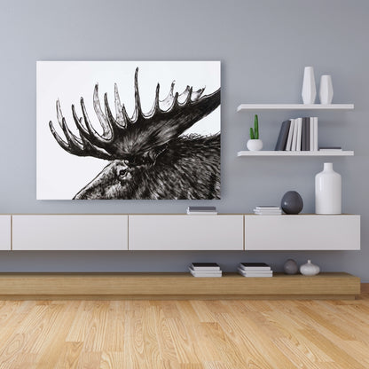 White Deer Rustic Canvas - Moose Plume | Home Decor Art