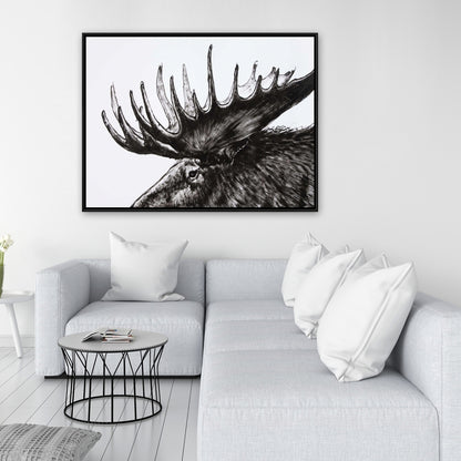Moose Plume Deer Bedroom Canvas | Framed Wall Art Decor