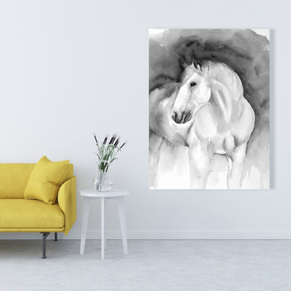 Toile monochrome blanche représentant des animaux de la ferme – Décoration d'intérieur
