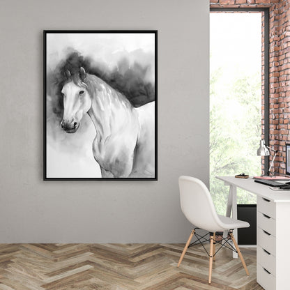 Domino Horse Minimalist Framed Canvas | Farm Animal Decor