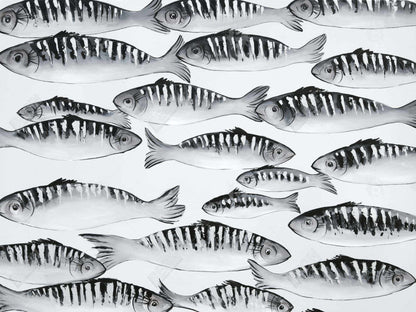 Gray Shoal of Fish Bath Mat - Aquatic Animal Home Decor